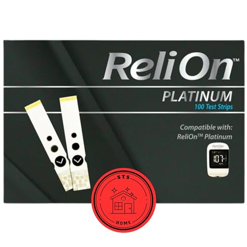 Platinum Blood Glucose Test Strips | Blood Glucose Test Strip | Blood Sugar Test Strips | Platinum Test Strips 100 Count + STS Sticker.