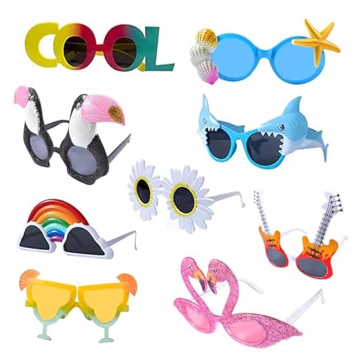 UieaMsio Lot de 9 paires de lunettes de soleil amusantes hawaïennes pour enfants, adolescents et adultes