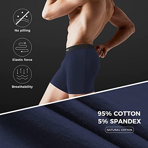 5Mayi Mens Underwear Boxer Briefs Cotton Boxer Brief Regular Long Underwear 6 Pack3