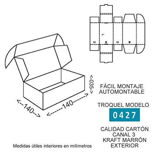 Pack 1000 cajas para envíos 140x140x035mm. Caja automontable. Caja cartón Kraft. Montaje muy fácil y sencillo.Apta para envíos postales. Ultraresistentes