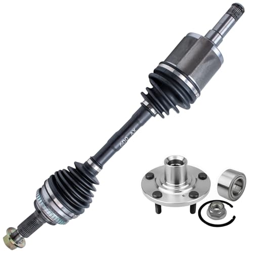 Image of Detroit Axle - Front 2pc Wheel Bearing Hub Kit for 07-10 Ford Edge Lincoln MKX, Wheel Bearing & Hub Driver Side CV Axle 2007 2008 2009 2010 Replacement