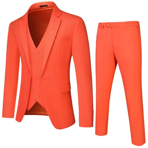 Costume homme 3 pièces ajusté orange qui offre élégance et aisance aux silhouettes 3TG