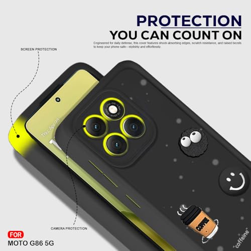 Image of AESTMO Back Case Cover for Motorola Moto G86 5G Cover | Cute Fun Cartoon 3D Ball | Coffee Silicone Case | Full Body Protection | Camera Protection Back Cover for Motorola Moto G86 5G (Black)