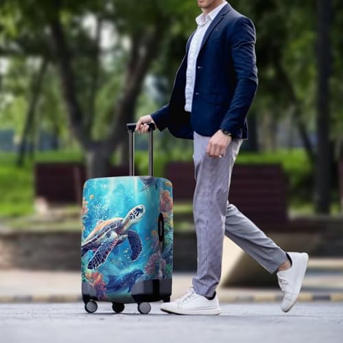 Cozeyat Travel Luggage Cover Blue Sea Turtle Suitcase Protector Protector Elastic Anti-Scratch Washable, Suitcase Cover for Wheeled Suitcase Kid Adult Travel Baggage Accessories, Small3