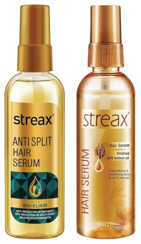 Streax Hair Serum for Women & Men | Walnut Oil Anti Split End Serum, 100 ml | 82% Reduction in Split Ends | 60% Reduction in Dryness
