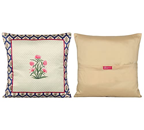 Image of India Circus by Krsnaa Mehta Poppy Window Multicolor Satin Blend Cushion Pillow Covers Set of 5 (16 x 16 Inches)