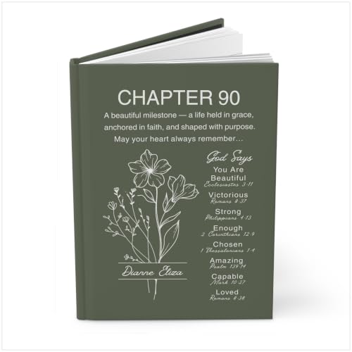 Personalized 90th Birthday Journal, Christian Faith Gift, Custom Name Birth Flower Notebook, Hardcover Floral Diary, 90th Birthday Keepsake for Mom, Dad, Wife, Husband, Grandma, Grandpa, Sister, Brother, Friend - VERSE90_3 - Image 8