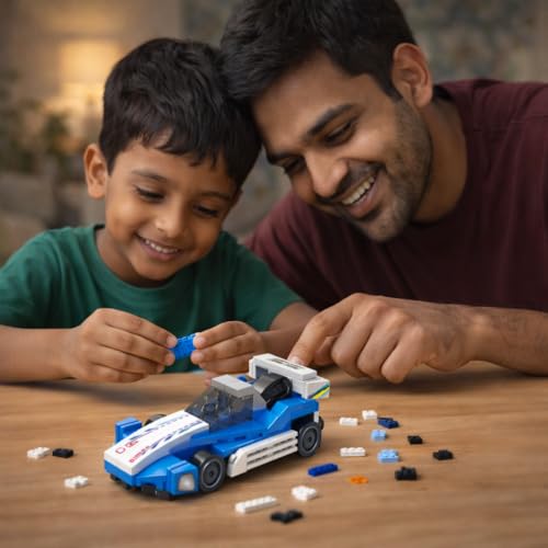 Image of STEM Racing Car Pull Back Building Blocks Set (73Pcs) | DIY Speed Car Toy for Kids 6+ Years (Boys & Girls) | Friction Powered Racing Toy | Creativity & Motor Skills Development