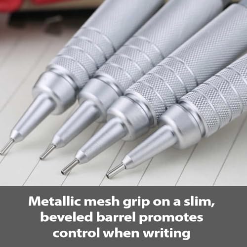 Image of 500 0.7 MM HB Mechanical Pencil | Lead Of Grade HB | Mini Interchangeable Eraser With Push Mechanism | Silver Plated Swing Grip | Pack Of 1 | Silver (PG517)