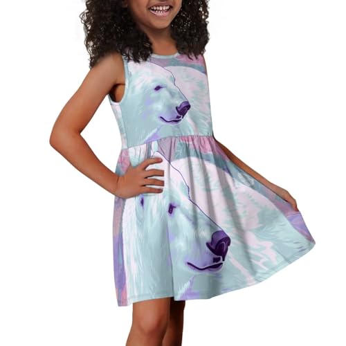 Girls Cute Animal Print Summer Dress with Pocket Crewneck Ruched Loose Fit Sundress for Girls4