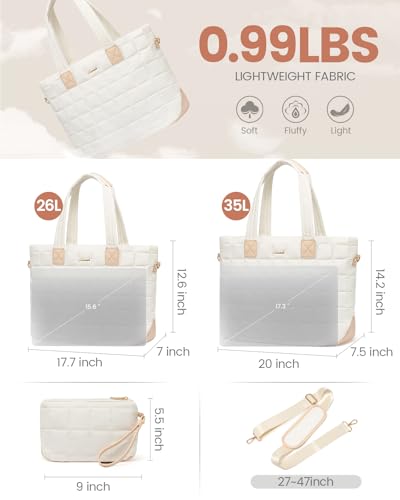 LOVEVOOK Tote Bag for Women, Large Puffer Tote Bag with Zipper Quilted Light Work Bag - Image 5
