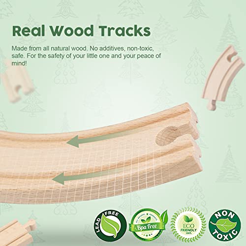 Toy Life Wooden Train Set 80Pcs - Wood Train Set For Boys & Girls With Crane Wood Tracks Fits Thomas Brio Melisa Chugginton Train Track Set Wooden Railway - Toddler Boy Toy Train Set Boys Train Set 3+ #TOP4