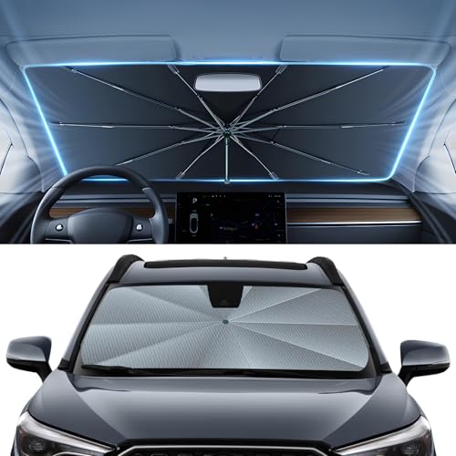 Image of Autorder Windshield Sun Shade Umbrella for 2022-2025 2026 Toyota Corolla Cross Accessories,Upgraded Ice Crystal Material,Easy Setup Umbrella Sunshade for Car Windshield,100% Sun Blocking