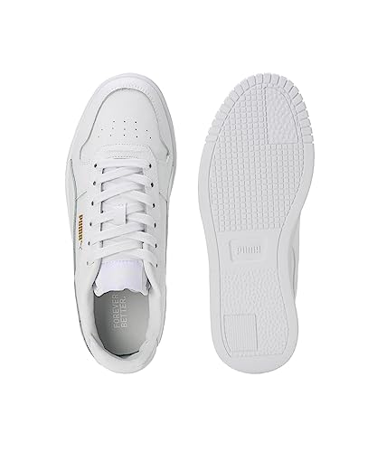 Image of PUMA Women's Carina Street Sneaker, Puma White Puma White Puma Gold, 6.5