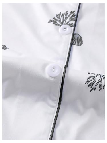 Image of Floerns Women's Floral Pajamas Notch Collar Print Sleepwear Two Piece Pajama Set