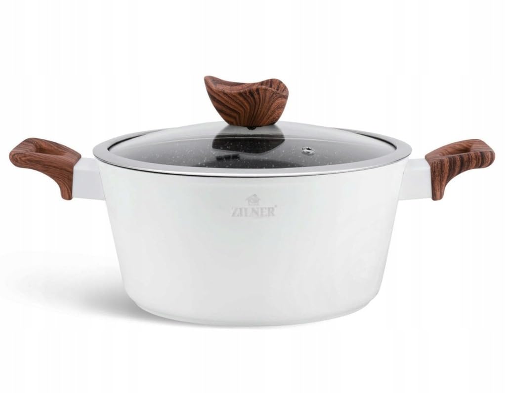 Lot de 21 Casseroles, Revêtement Marbré, Couvercles en Verre, Blanc | Compatible tous feux dont induction, antiadhésif céramique effet marbré, set complet poêles et ustensiles de cuisine