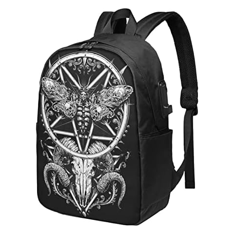 Baphomet Satan Travel Laptop Backpack Durable Daypacks Business School Backpack With Usb for Men Women Boys Girls 17 Inch Cover