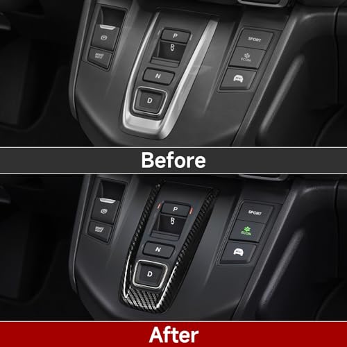 Image of Hybrid Center Gear Shift Panel Decals for Honda CRV 2017 2018 2019 2020 2021 2022 Accessories CR-V ABS Carbon Fiber Interior Stickers, Black