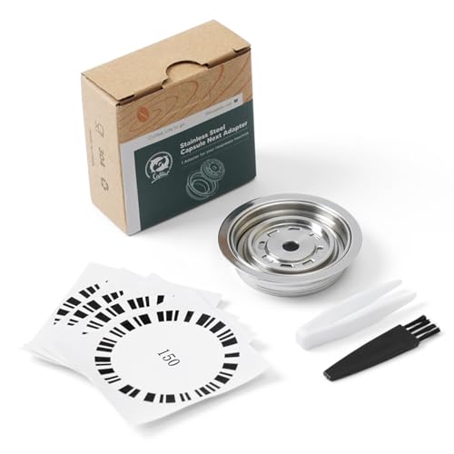 FOVNOT Réutilisable Café Capsule Adaptateur, 150 ML Acier Inoxydable Café Adaptateur de dosette Café Dosette Convertisseur avec 4 Autocollants Compatible for Vertuo Next/Vertuo POP/Vertuolline GCA1