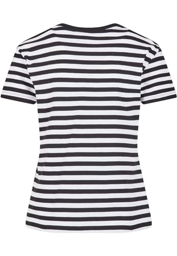 Urban Classics Camiseta de Rayas Regulares para Mujer, Negro/Blanco, L