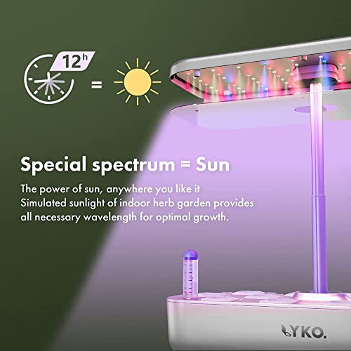 Hydroponics Growing System 12 Pods,Lyko Indoor Garden W/Full-Spectrum 36W Grow Light,Indoor Herb Garden Automatic Timer,Height Adjustable 3.5L Water Tank, Gifts For Men Women (Silver) #TOP1