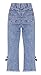 KIDSCOOL SPACE Girl Jeans,Raw Edge Ankle Hem Bowknot Decor Denim Pants,Blue,13-14 Years