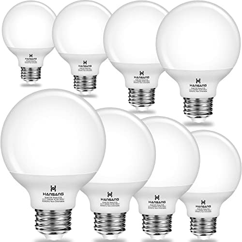 hansang 8 Pack G25 LED Bathroom Light Bulbs 3000K Warm White E26 Base, Vanity Globe Light Bulb 60W Equivalent, 5W Round Light Bulb for Vanity Mirror, 500LM, CRI 85+, Non-Dimmable