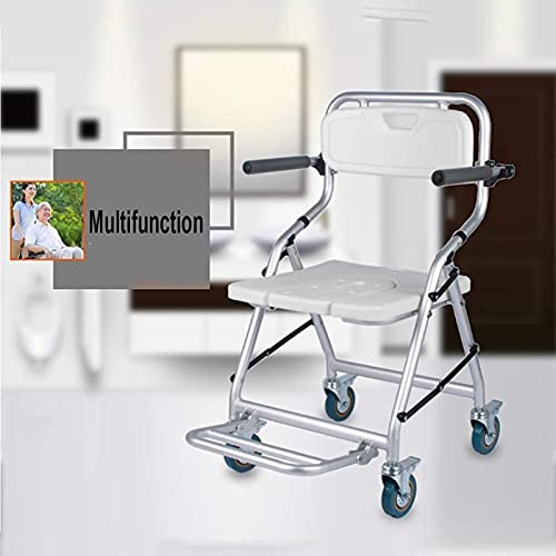 Sedia da doccia portatile per anziani, sgabello da bagno leggero con schienale e braccioli, sicuro e confortevole, aiuto per l'indipendenza degli anziani, 50 cm di larghezza, 88 cm di altezza