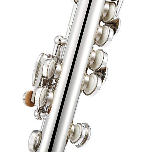 Eastar EPC-2S Silver Plated Piccolo Key of C 2-Piece with Hard Case Cleaning Rod, Cloth, Swab and Gloves