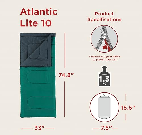 Sac de Couchage Atlantic Lite 10 Coleman, Simple et Rectangulaire, Léger, Adulte, 190 x 84 cm, Température de Confort 8°C, Intérieur et Extérieur – Image 3