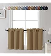 Gwine 24 Inch Long Tier Curtains for Small Window, Short Blackout Kitchen Curtains Over Sink, Hal...