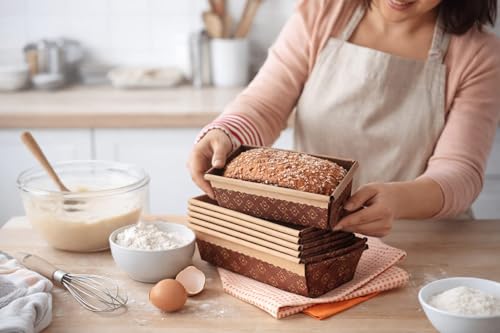 Image of Loaf Pans, Plumpy Disposable Loaf Bread Pan, Bread Pans for Baking Molds with Festive Snowflake and Christmas Designs, for Cakes and Treats (Choco Brown, Pack of 10)
