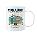 Produktbild Herz & Heim® Kaffeetasse - Camping- aus Kunststoff mit Namen Zuhause, ist da wo wir parken!