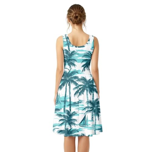 Image of Dreaweet Casual Sleeveless Dresses for Women Girls, Round Neck Tank Dresses with Pockets Summer Sundress Size XS-4XL