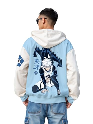 Image of crazymonk Plain Oversized Hood - Sky Blue White
