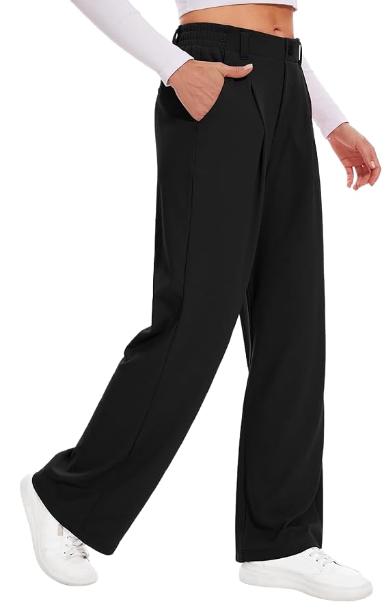 Pantalon Palazzo Waffle pour femme chic à taille haute Cegerne