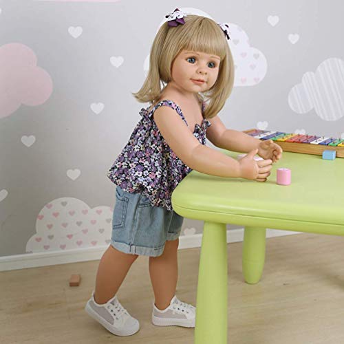 WYZQ 39 Zoll 98CM Reborn Kleinkindpuppen Super Real Größe Kleinkind Reborn Puppen Kind Modell Mädchen Vollsilikon… – Bild 5
