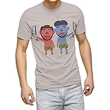 [igsticker] プリント Tシャツ メンズ 男性 XL サイズ size おしゃれ クルーネック 薄灰色 ライトグレー 男女兼用 t-shirt 015345 節分の日 節句 季節 鬼