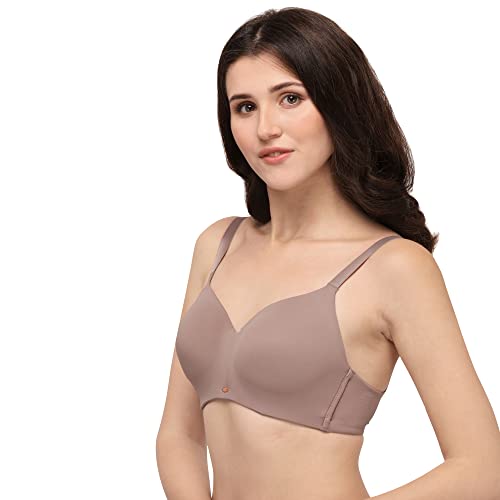 Image of SOIE Women's Full Coverage Padded Non-Wired Seamless T-Shirt Bra | Ultra Soft Nylon Spandex with Adjustable Straps, Side Support & Smooth Invisible Finish