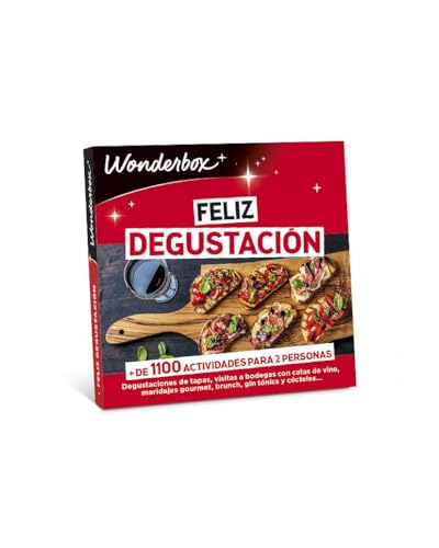 WONDERBOX - Caja Regalo - Feliz degustación - 1 cata y o degustación para 2 Personas a Elegir Entre 1100 Comidas: Tapas, cata de Vino, cócteles, Brunch