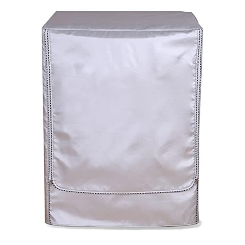 Cubierta para lavadora, a prueba de polvo, a prueba de polvo, cargador frontal para lavadora, funda impermeable, cremallera de borde plateado (L : 51-57 X 60 X 85 cm)