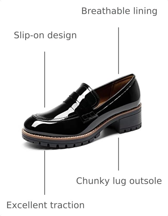 Image of DREAM PAIRS Women's Platform Chunky Heeled Loafers, Womens Business Casual Shoes