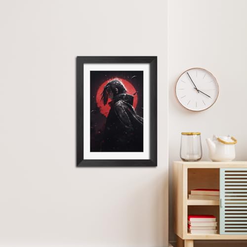 Image of TenorArts Itachi Poster Naruto Anime Laminated Posters Photo Frame Painting with Matt Finish Black Textures (12inches x 9inches)