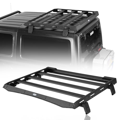 Hooke Road JL 2 Doors Roof Rack Cross Bar Aluminum Cargo Basket Carrier for 2018-2026 Jeep Wrangler JL 2-Door Hard Top (No Drill)- Easily Remove Front Top Panels