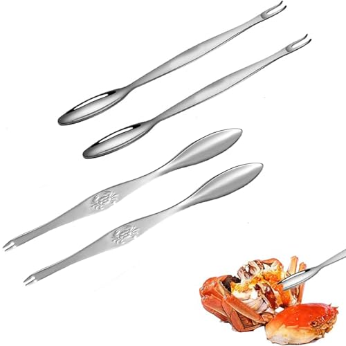 YFelomatric Meeresfrüchte Werkzeug, Hummerbesteck Set, Meeresfrüchte Gabeln Picks, Krabben und Hummer Picking Tools Edelstahl Packung (4-teilig)