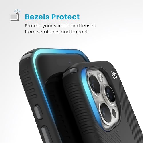 Image of Speck Black iPhone 16 Pro Case MagSafe and ClickLock - Slim Phone Case iPhone 16 Pro - iPhone 16 Pro Phone Case - Presidio 2 Grip - Black /Slate