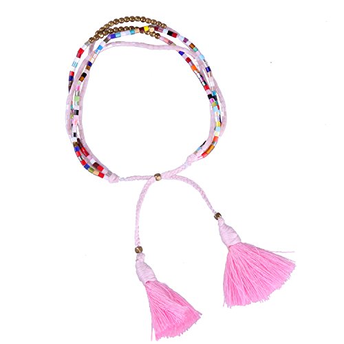KELITCH Miyuki Mix Beads Friendship Bracelets New Handmade Multi-Strand Bracelet for Womens Gift (Pink)