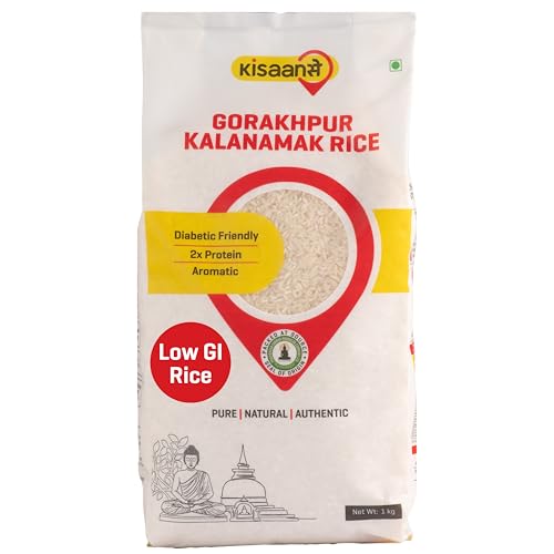 Image of KisaanSay Gorakhpur Kalanamak Rice 1KG | Diabetic Friendly | Aromatic | Unpolished | High in Iron & Protein | Rich In Nutrients & Fiber | Low GI Rice | Buddha rice | Traditionally Milled