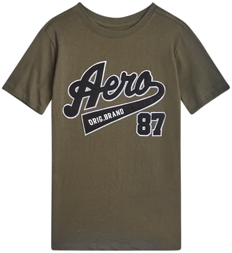 AEROPOSTALE Boys Graphic Tees - Soft Cotton Blend Boys Shirts - Short Sleeve Crewneck T-Shirts with Logo Print (4-16)