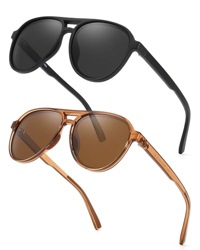 FIMILU 2 Pack Womens Tangle Free Aviator Sunglasses Polarized UV400